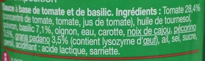 Lista de ingredientes del producto Pesto rouge Carrefour 190 g