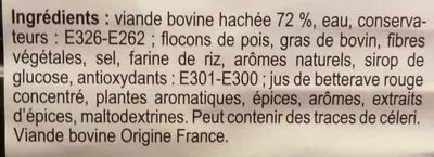 Lista de ingredientes del producto Boulettes au Boeuf Carrefour 0,375 kg