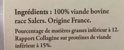 Lista de ingredientes del producto Viande hachée race Salers Reflets de France  350g