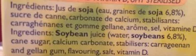 Lista de ingredientes del producto Jus de soja Helior 1 L