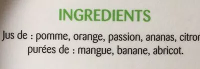 Lista de ingredientes del producto Multi Fruits 100% pur fruit Les pressés 1 l