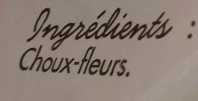 Lista de ingredientes del producto Choux-Fleurs en Fleurette  Toupargel 2,5 kg e