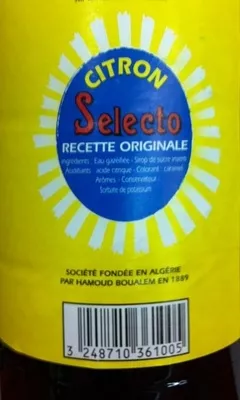 Lista de ingredientes del producto Citron selecto soda selecto 1,5l