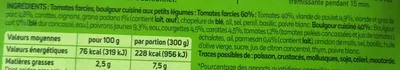 Lista de ingredientes del producto Tomates Farcies, Boulgour cuisiné aux petits légumes Weight Watchers 300 g