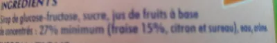 Lista de ingredientes del producto Sirop fraise Paquito, Sélection Intermarché 750 ml