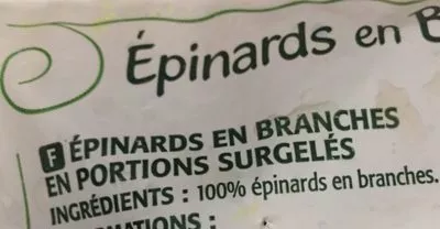 Lista de ingredientes del producto Epinard Branche Saint Eloi 1000 g