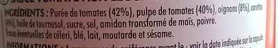 Lista de ingredientes del producto Napolitaine aux légumes cuisinés Fiorini 420 g