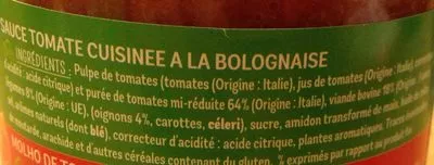 Lista de ingredientes del producto Bolognaise Fiorini, Intermarché 420 g