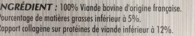 Lista de ingredientes del producto Steak Haché Pur Bœuf 5% de Matière Grasse Jean Rozé 400 g (4 * 100 g)