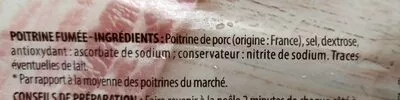 Lista de ingredientes del producto Poitrine fumée Monique Ranou 300g