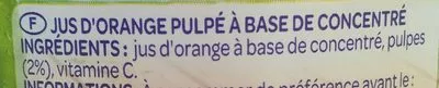 Lista de ingredientes del producto Jus d'orange pulpé à base de concentré Paquito, Intermarché, Antartic 1000 ml