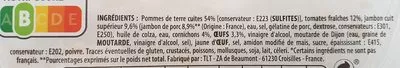 Lista de ingredientes del producto Piémontaise au jambon supérieur & tomates fraîches Monique Ranou 300 g