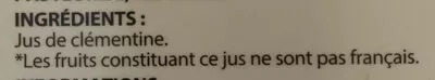 Lista de ingredientes del producto 100% pur jus pressé Clémentine Paquito 1 l