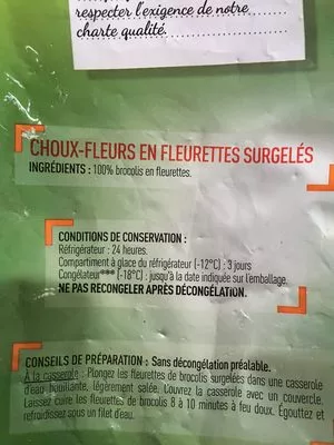 Lista de ingredientes del producto Sauvanet Netto Brocolis En Fleurettes Surgele Netto 