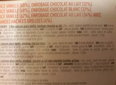 Lista de ingredientes del producto Polnor Netto Mini Glace Vanille Enroubages multiples*12 Netto 