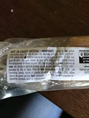 Lista de ingredientes del producto Pâte en croûte cocktail Netto 