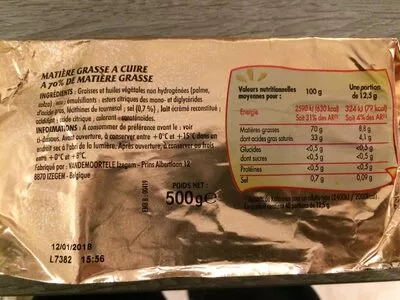 Lista de ingredientes del producto Matière Grasse - Cuisine & Pâtisserie Bouton d'or 500 g