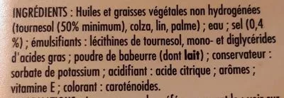 Lista de ingredientes del producto Tournesol Doux Tartine & Cuisine Bouton d'Or 500 g