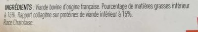 Lista de ingredientes del producto Steacks Hachés  Charolais Netto 1 kg (10 * 100 g)