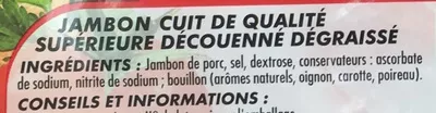 Lista de ingredientes del producto Jambon cuit supérieur Netto 200 g