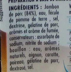 Lista de ingredientes del producto 2 hachés de jambon Monique Ranou 200 g (2 x 100 g)