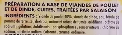 Lista de ingredientes del producto Mon Haché de Poulet (2 Pièces) Monique Ranou, Sélection Intermarché, Les Mousquetaires 200 g (2 x 100 g)