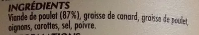 Lista de ingredientes del producto Rillettes de Poulet Rôti Monique Ranou, Sélection des Mousquetaires, Les Mousquetaires 220 g