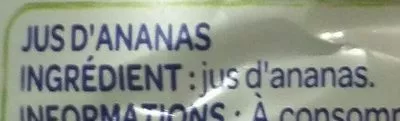 Lista de ingredientes del producto 100% Pur jus Ananas Paquito, Intermarché 1 l