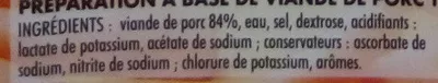 Lista de ingredientes del producto lardons fumés allégés en matières grasses Monique Ranou 160 g