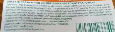 Lista de ingredientes del producto Galette des rois pomme frangipane Sans marque, Disney 630 g