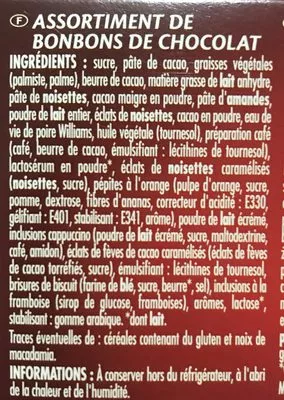 Lista de ingredientes del producto Ballotin 198g  Assortiment Noir Ivoria 198 g