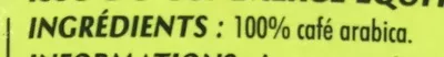 Lista de ingredientes del producto Pur Arabica des "4 coins du monde" Planteur des tropiques 100 g