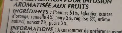 Lista de ingredientes del producto Infusion fruits du verger Cotterley, Intermarché 40 g (25 x 1.6 g)