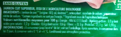 Lista de ingredientes del producto Jambon supérieur Sans couenne Monique Ranou, intermarché, producteurs & commerçants 80 g (2 x 40g)