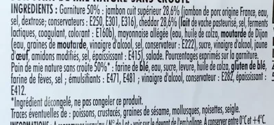 Lista de ingredientes del producto Jambon Cheddar Monique Ranou 140 g