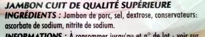 Lista de ingredientes del producto Jambon supérieur sans couenne Monique Ranou 160 g (4 tranches)