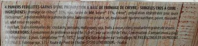 Lista de ingredientes del producto Paniers feuilletés au chèvre Claude Léger, Intermarché 400 g