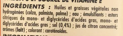 Lista de ingredientes del producto Matière grasse allégée Netto 500 g