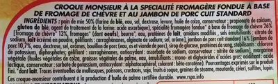 Lista de ingredientes del producto Croc' Monsieur Jambon Chèvre Netto 2 * 100 g (200 g)