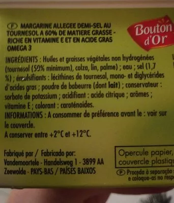 Lista de ingredientes del producto Tournesol Girassol Bouton D'or Bouton d'Or, Intermarché 500 g