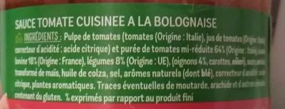 Lista de ingredientes del producto Sauce Bolognaise Fiorini 680 g