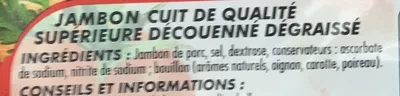 Lista de ingredientes del producto Jambon cuit supérieur Netto 100 g