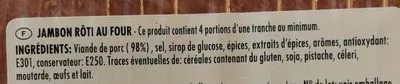 Lista de ingredientes del producto Jambon roti au four Monique Ranou 