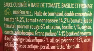 Lista de ingredientes del producto Pesto Rosso Fiorini, Sélection des Mousquetaires, Les Mousquetaires 190 g