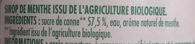 Lista de ingredientes del producto Sirop de menthe BIO Paquito 50 cl