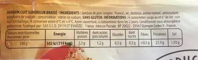 Lista de ingredientes del producto Le braisé Monique Ranou 160 g