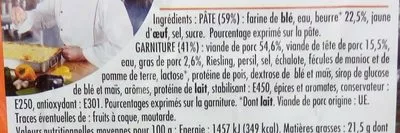 Lista de ingredientes del producto Friand à la viande Intermarché 220 g