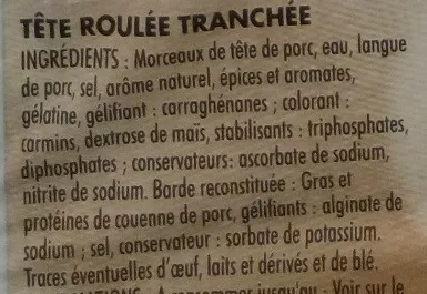 Lista de ingredientes del producto Tête roulée Monique Ranou 180 g