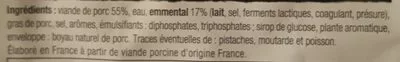 Lista de ingredientes del producto Saucisses blanches à l'emmental Itinéraire des Saveurs 400 g