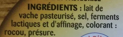 Lista de ingredientes del producto Brique Affinée (31 % MG) Páturages, Sélection des Mousquetaires, Les Mousquetaires 180 g